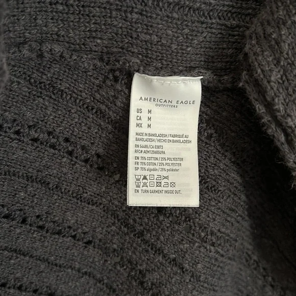 American Eagle Extra Long Knit Cardigan Charcoal - Picture 4 of 5
